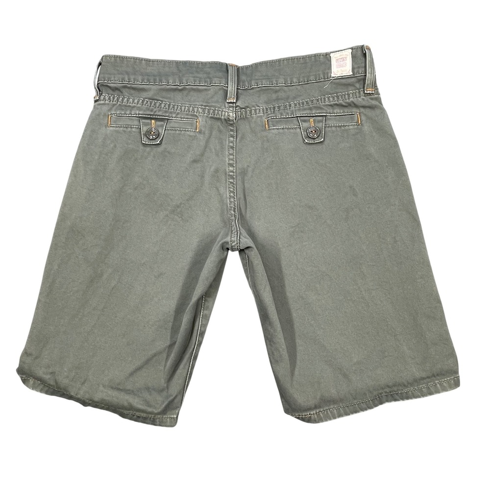 Levi Olive Green Tab Twills Stretch Chino Bermuda Shorts Womens 6 - Picture 2 of 9
